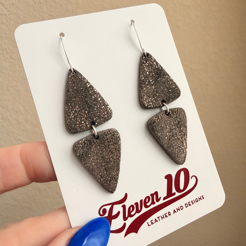 Brushed Bronze Roxy Leather Earrings Eleven10Leather
