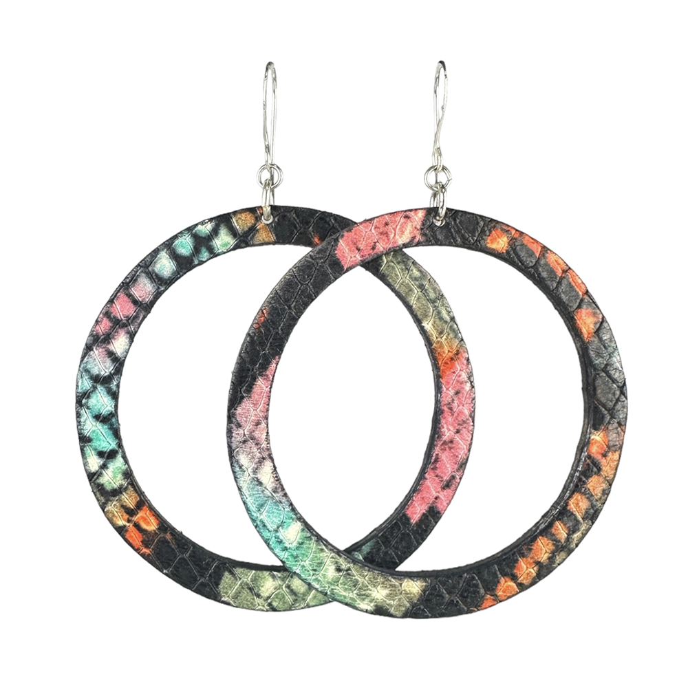 Barbados Snake Hoop Leather Earrings - Eleven10Leather and Designs