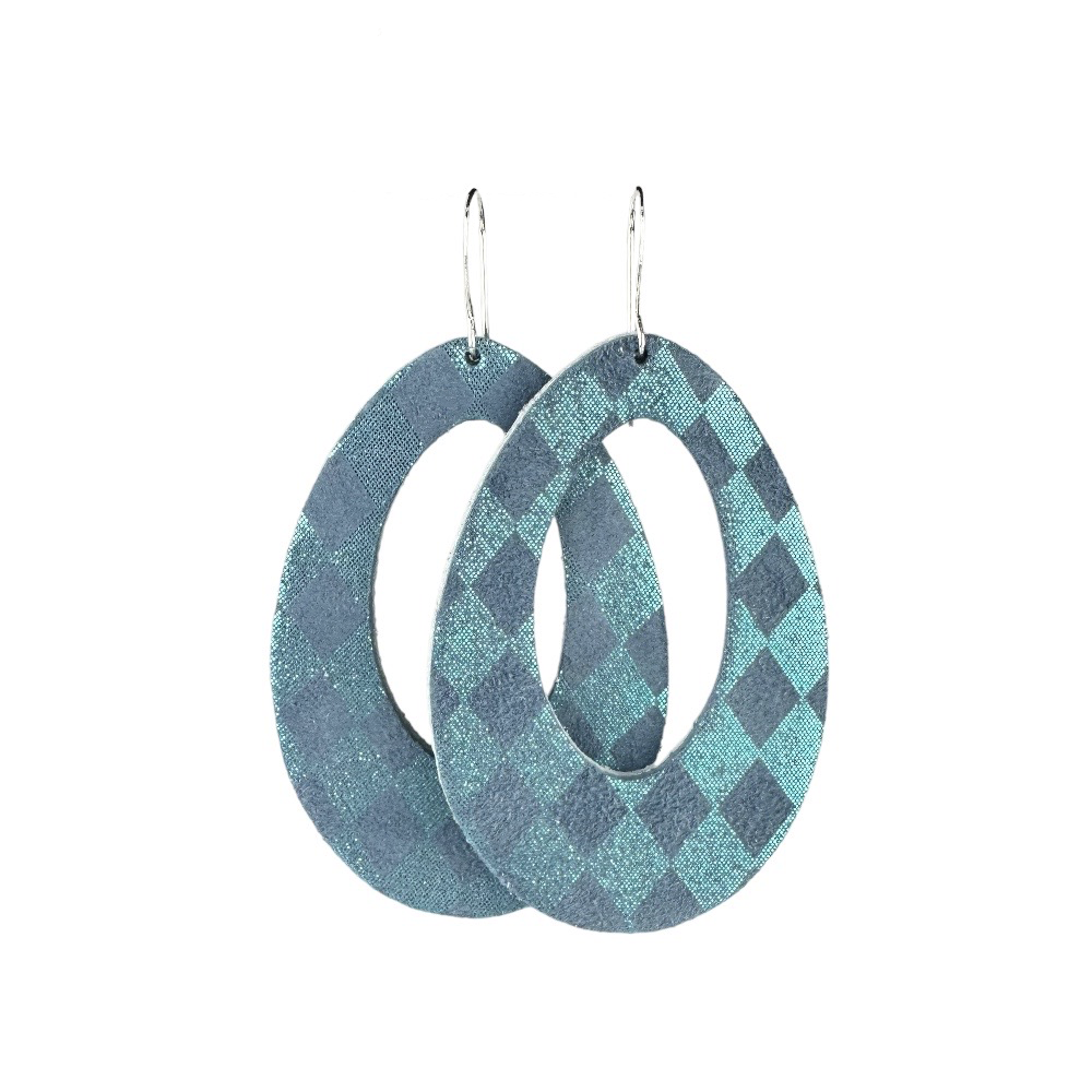 Blue Harlequin Fallon Leather Earrings - Eleven10Leather and Designs