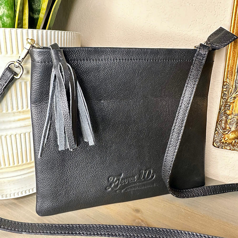 ***PREORDER*** Black Parker Leather Crossbody Clutch - Eleven10Leather and Designs
