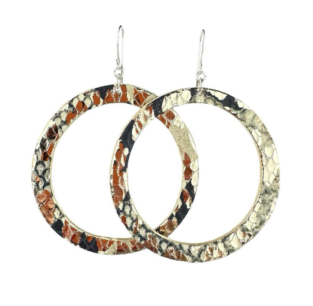 Wild Gold Hoop Leather Earrings - Eleven10Leather and Designs