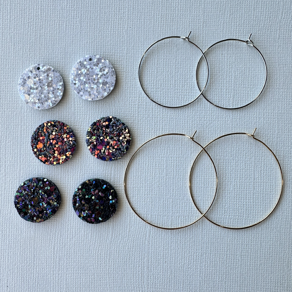 Chunky Glitter Leather Circle Hoop Earrings - Eleven10Leather and Designs