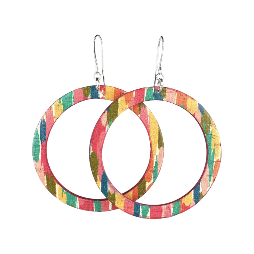 Artists Palette Hoop Cork Earrings - Eleven10Leather and Designs