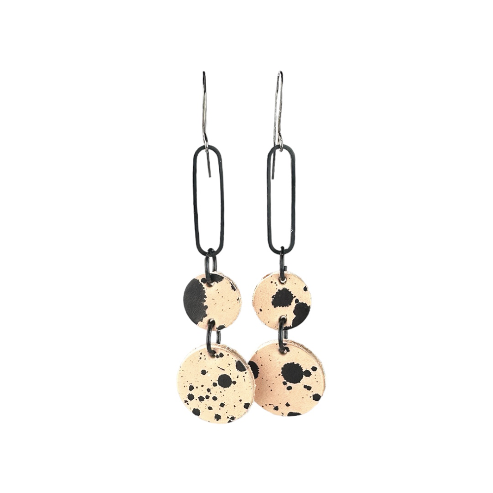 Black Splatter Mindi Leather Earrings - Eleven10Leather and Designs