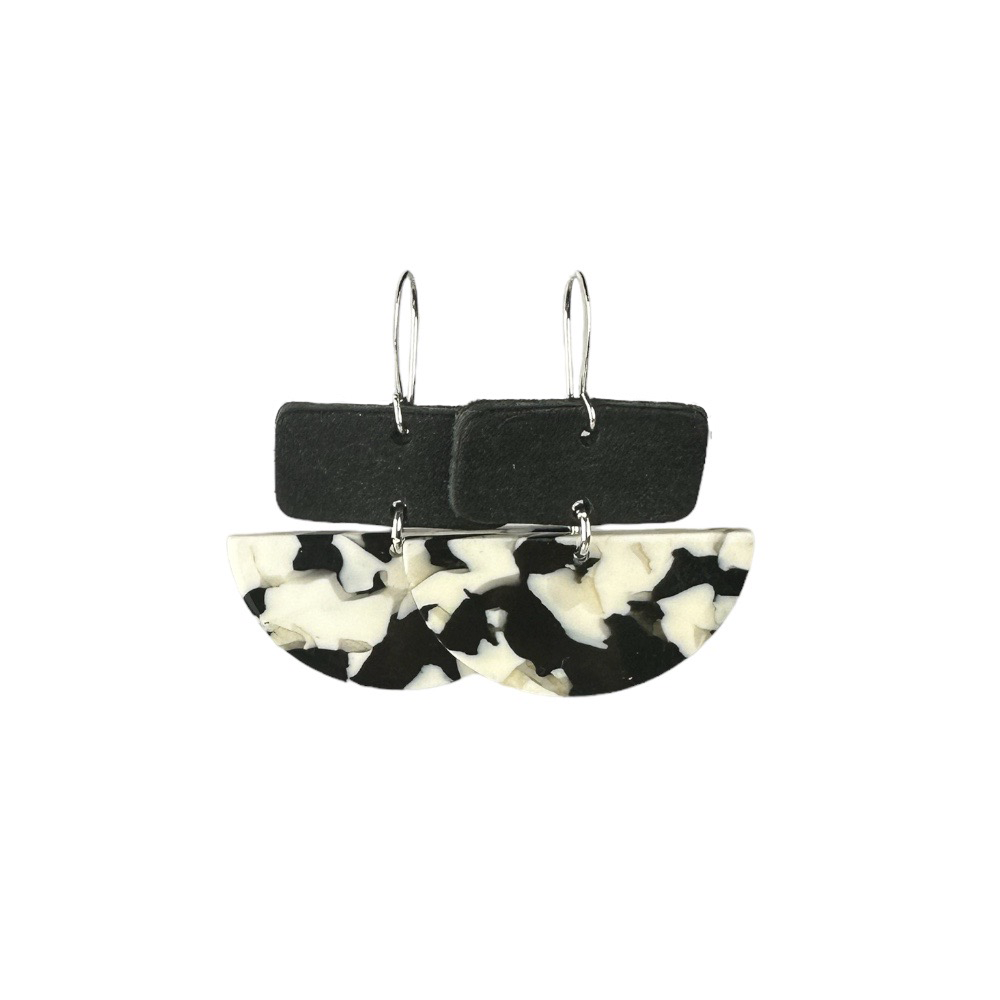 Black and White Mini Harper Leather Earrings - Eleven10Leather and Designs