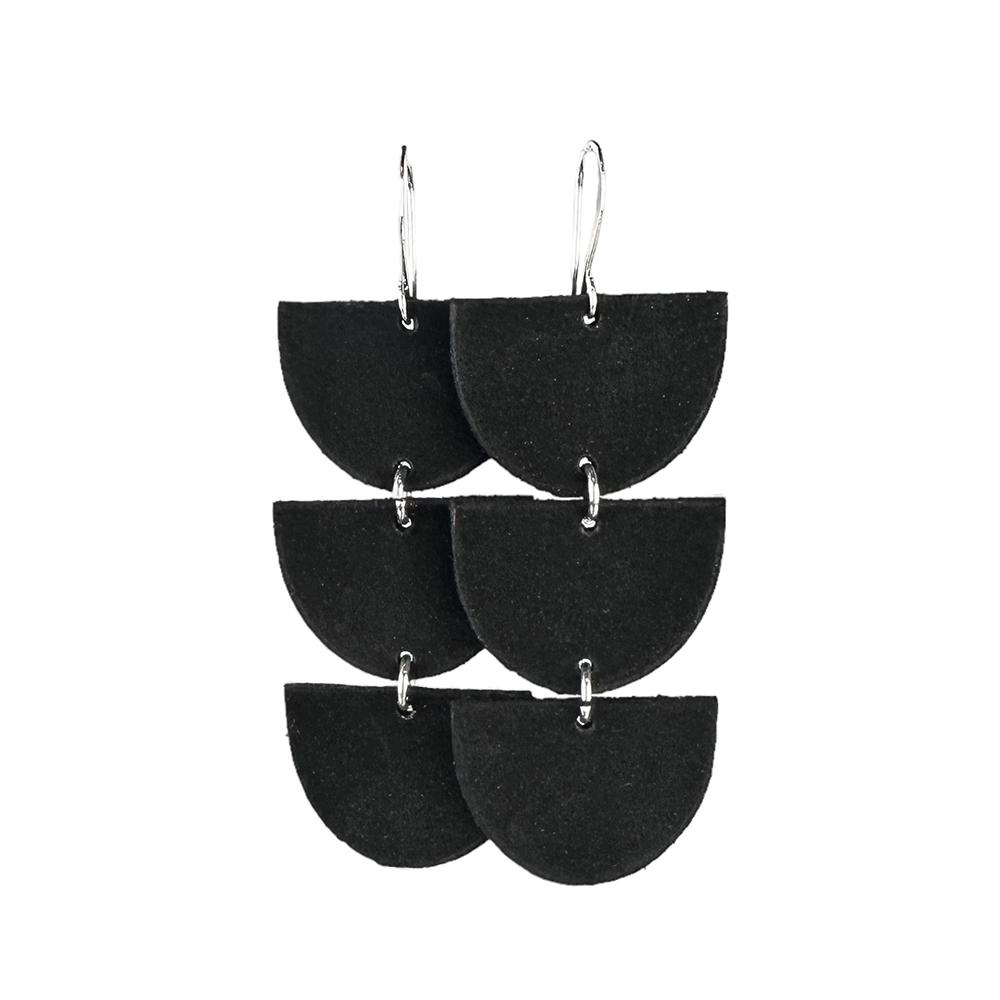 Blackest Black Drip Leather Earrings - Eleven10Leather and Designs