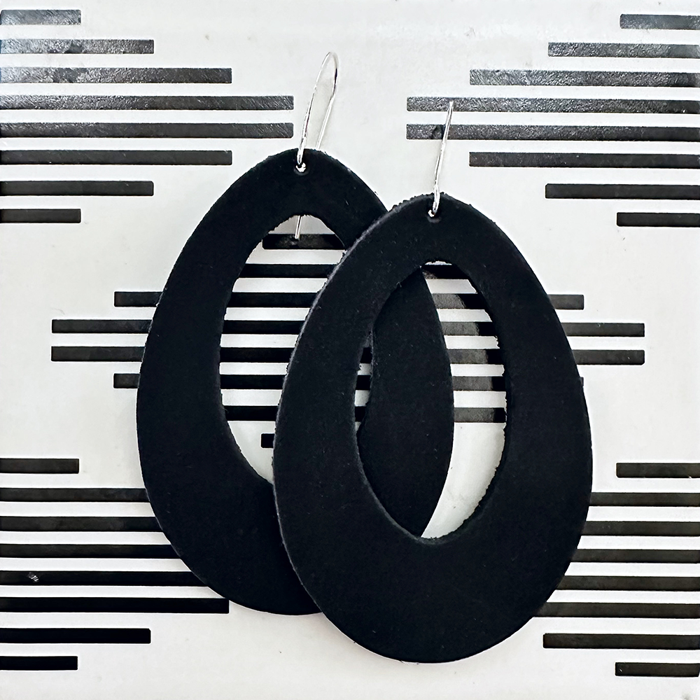 Blackest Black Fallon Leather Earrings