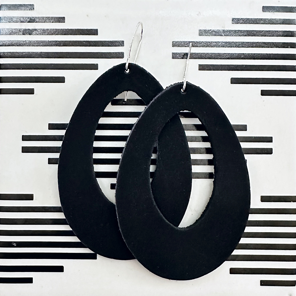 Blackest Black Fallon Leather Earrings - Eleven10Leather and Designs