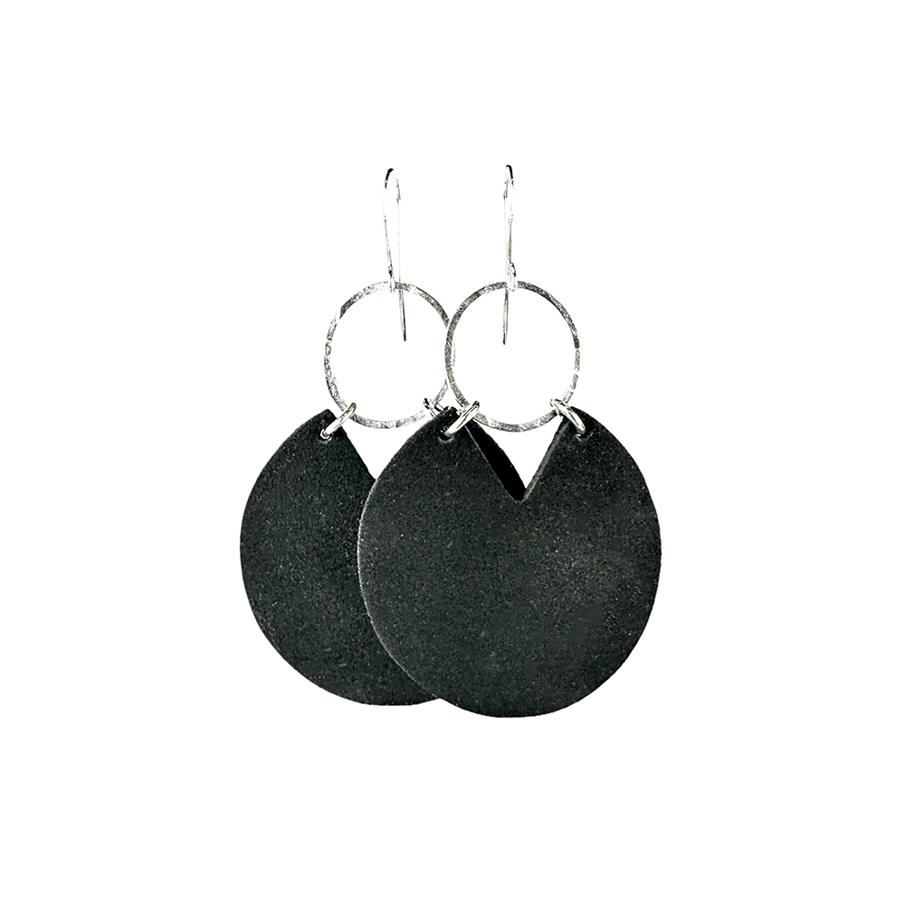 Blackest Black Stella Leather Earrings - Eleven10Leather and Designs
