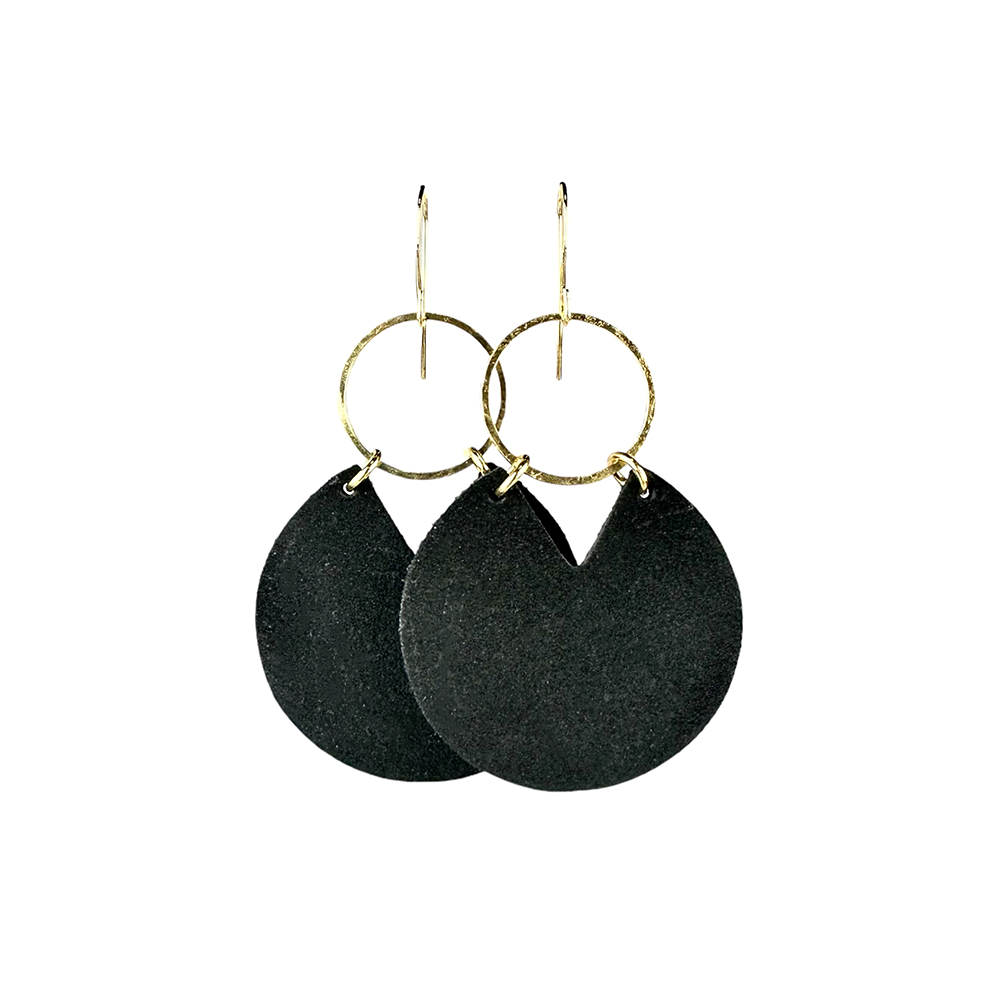 Blackest Black Stella Leather Earrings - Eleven10Leather and Designs