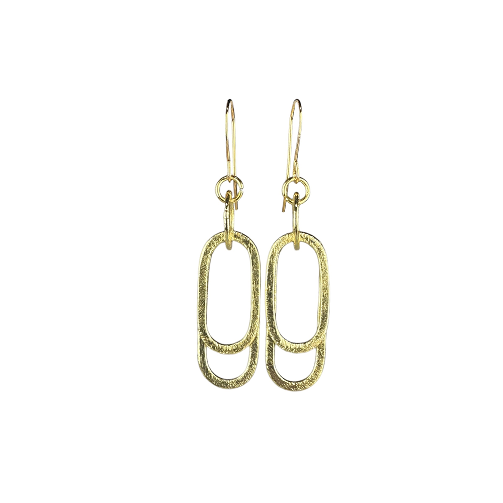 Brushed Gold Double Link Drop Earrings - Eleven10Leather and Designs