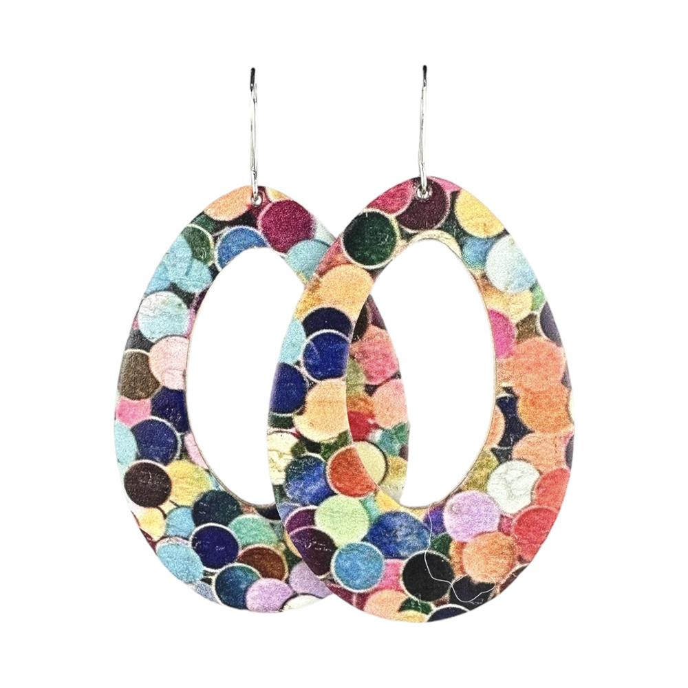 Colorful Confetti Fallon Cork Earrings - Eleven10Leather and Designs