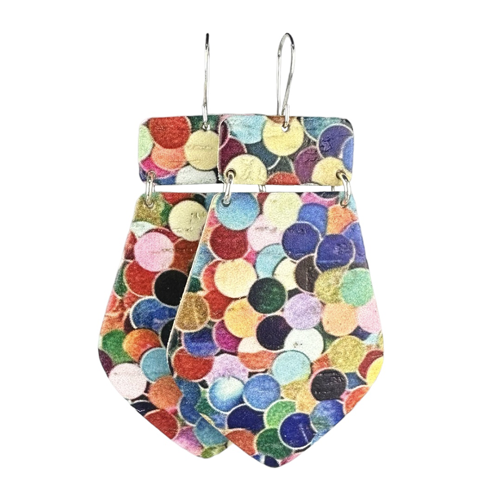 Colorful Confetti Maxi Cork Earrings - Eleven10Leather and Designs