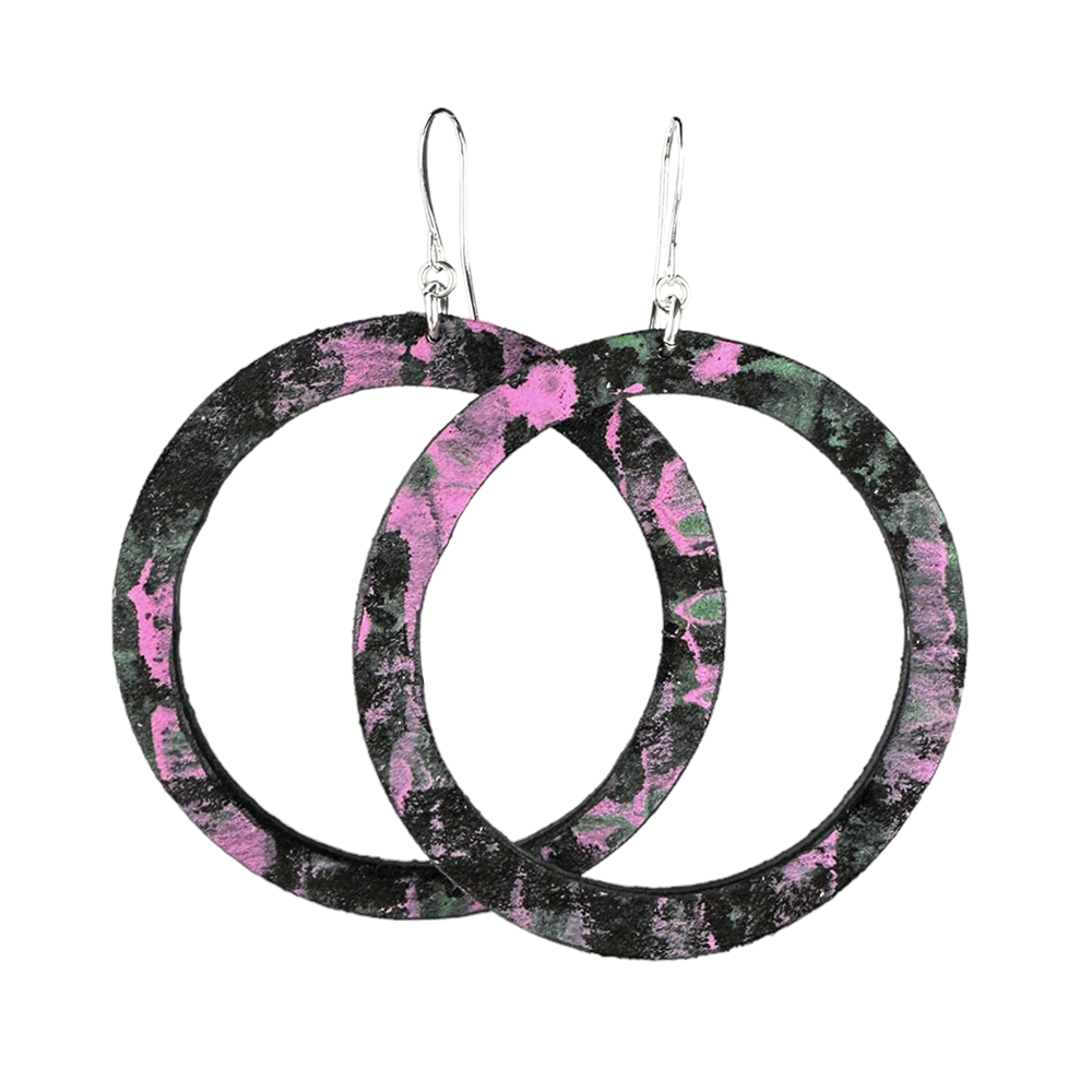 Cosmos Hoop Leather Earrings - Eleven10Leather and Designs