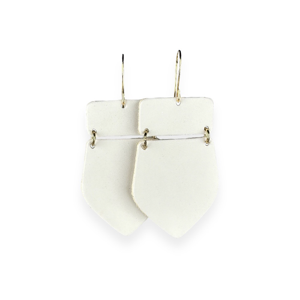 Crisp White Maxi Leather Earrings - Eleven10Leather and Designs