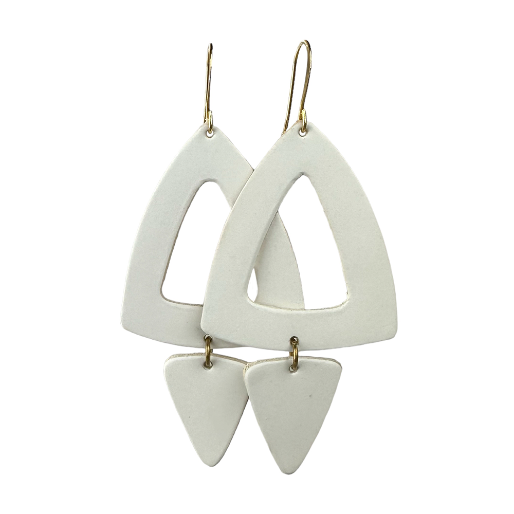 Crisp White Roxanne Leather Earrings - Eleven10Leather and Designs