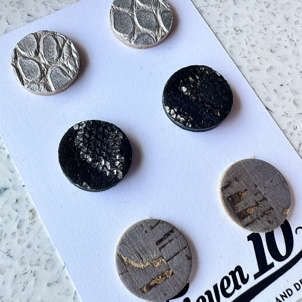 Croc Shimmer Leather Stud Earrings - Eleven10Leather and Designs