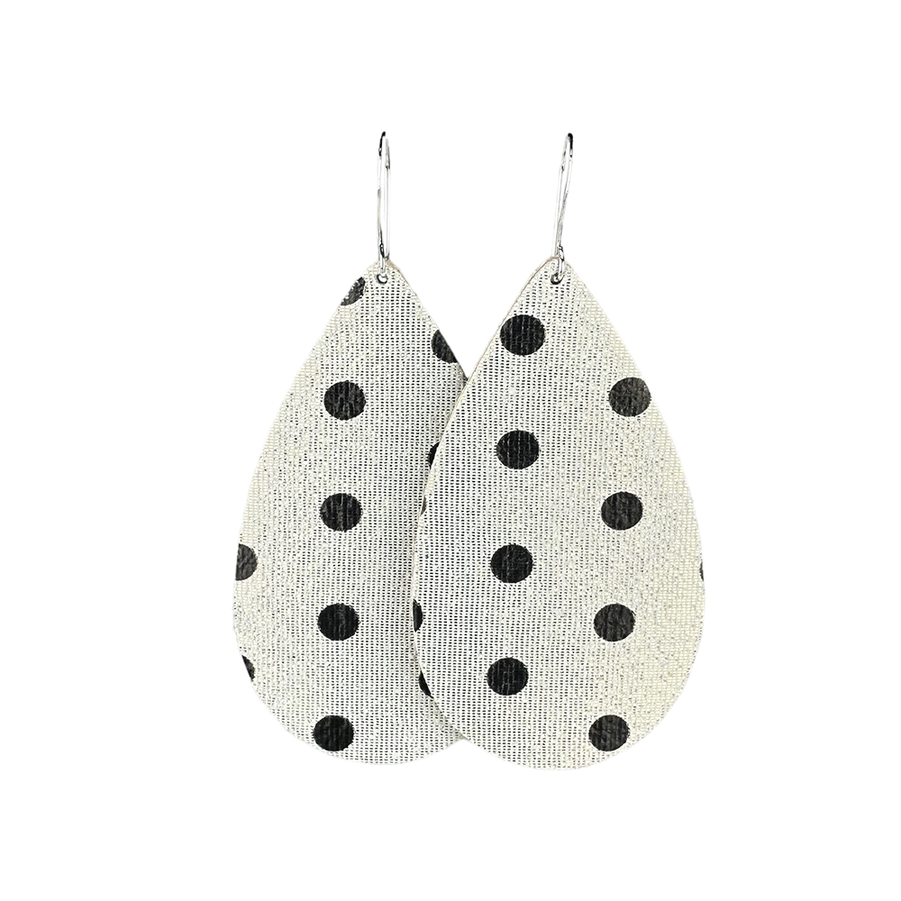Domino Shimmer Teardrop Leather Earrings - Eleven10Leather and Designs