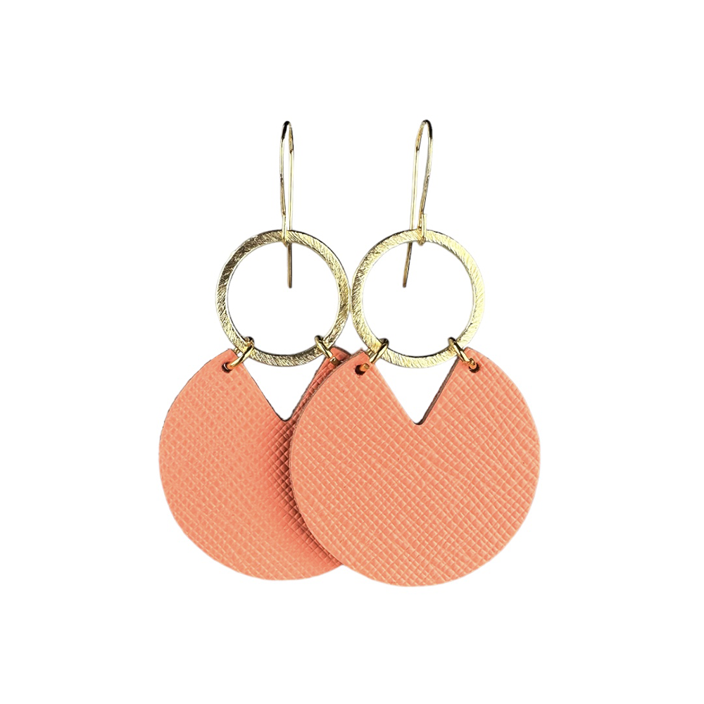 Electric Coral Stella Leather Earrings - Eleven10Leather and Designs