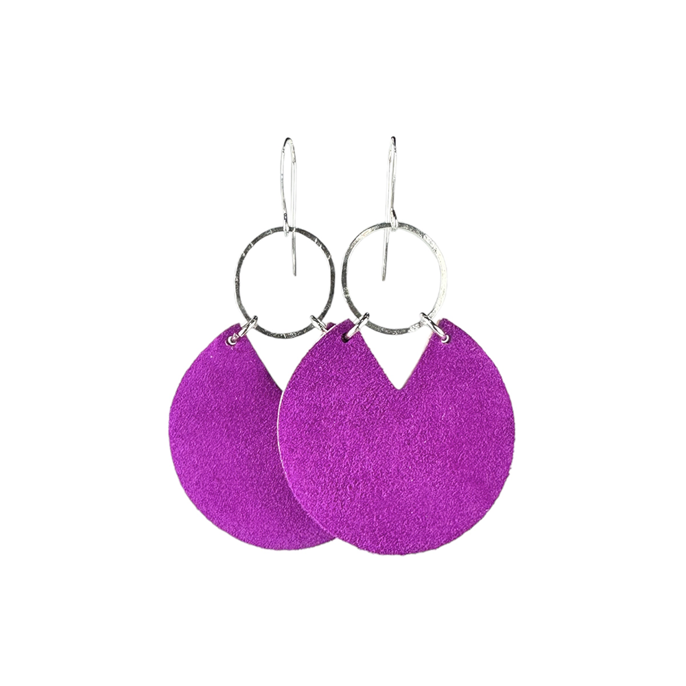 Electric Fuchsia Stella Leather Earrings - Eleven10Leather and Designs