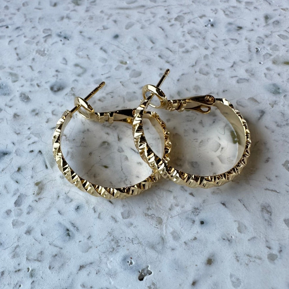 Faceted Gold Hoop Earrings - Eleven10Leather and Designs