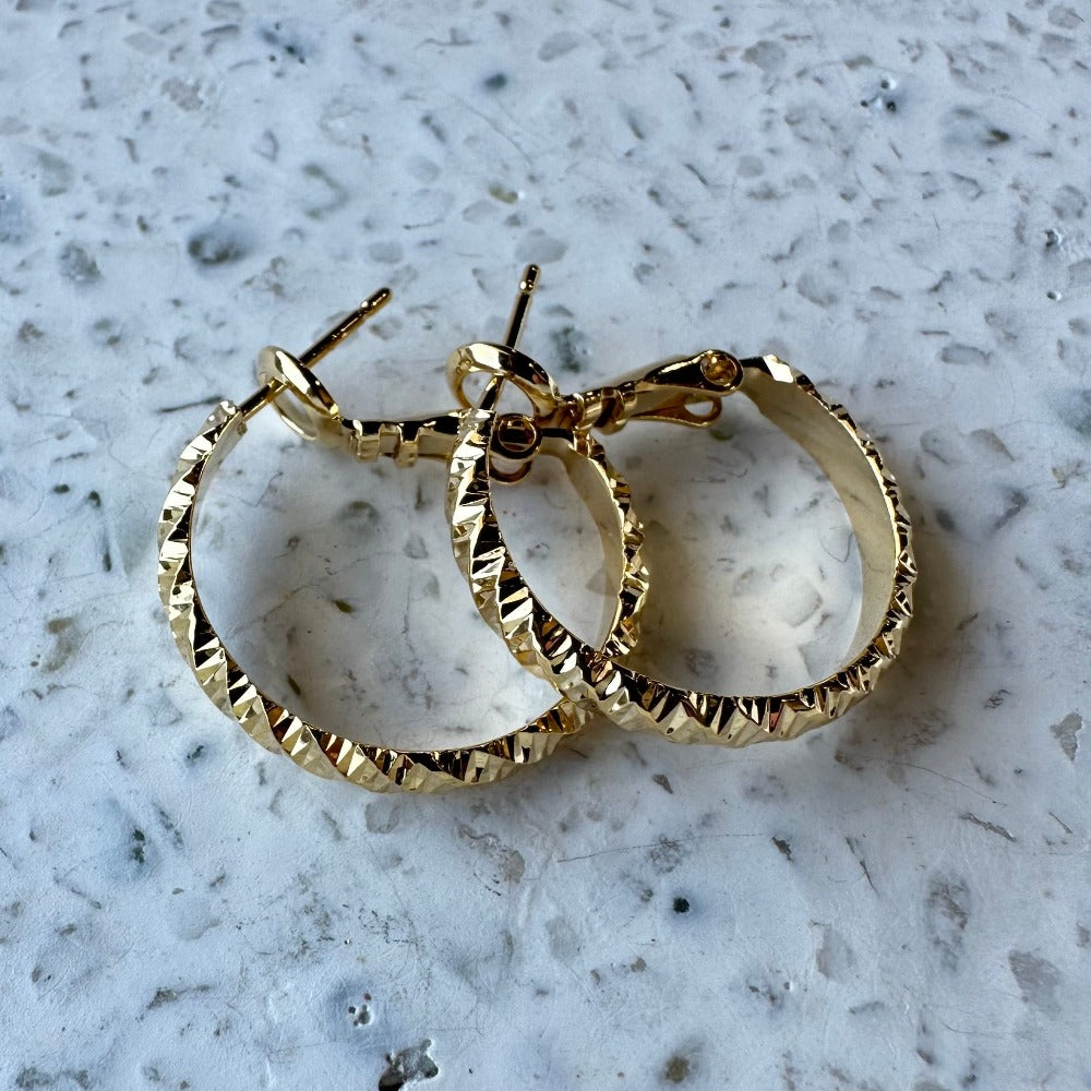 Faceted Gold Hoop Earrings - Eleven10Leather and Designs