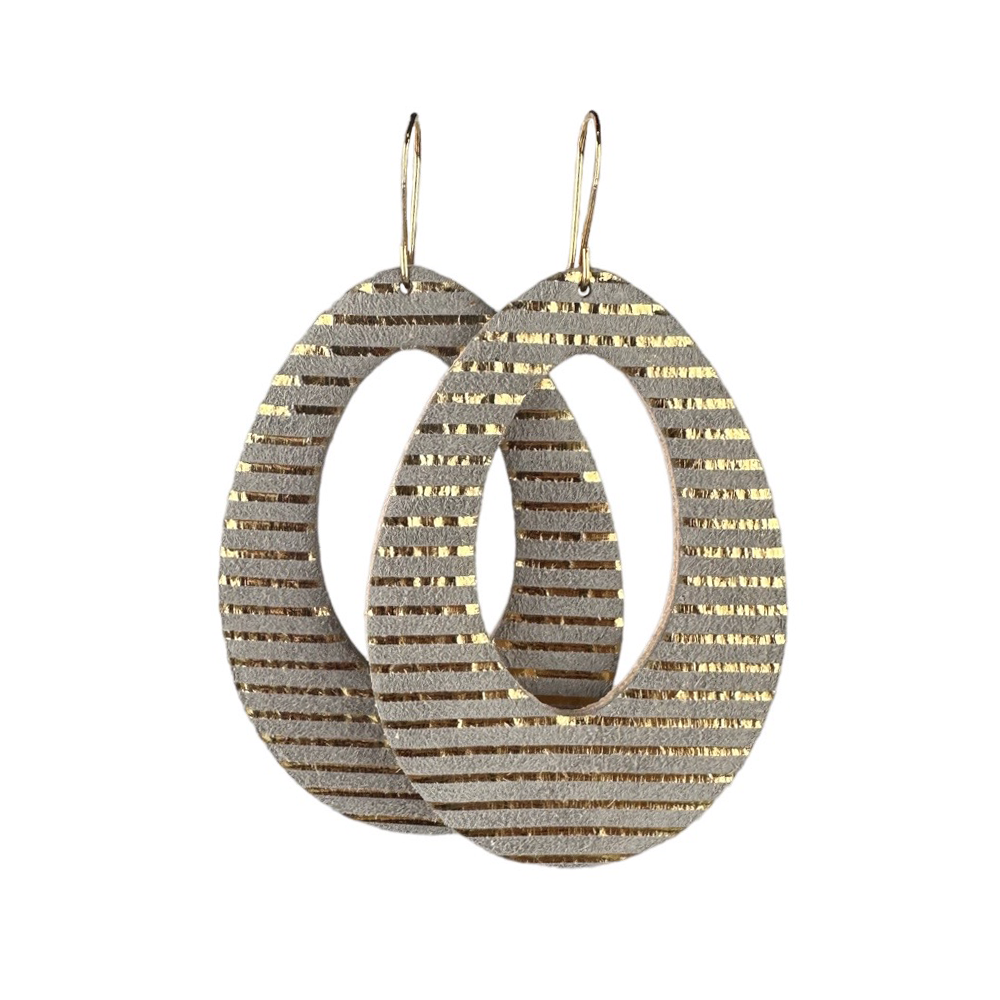 Gold Pinstripe Fallon Leather Earrings - Eleven10Leather and Designs