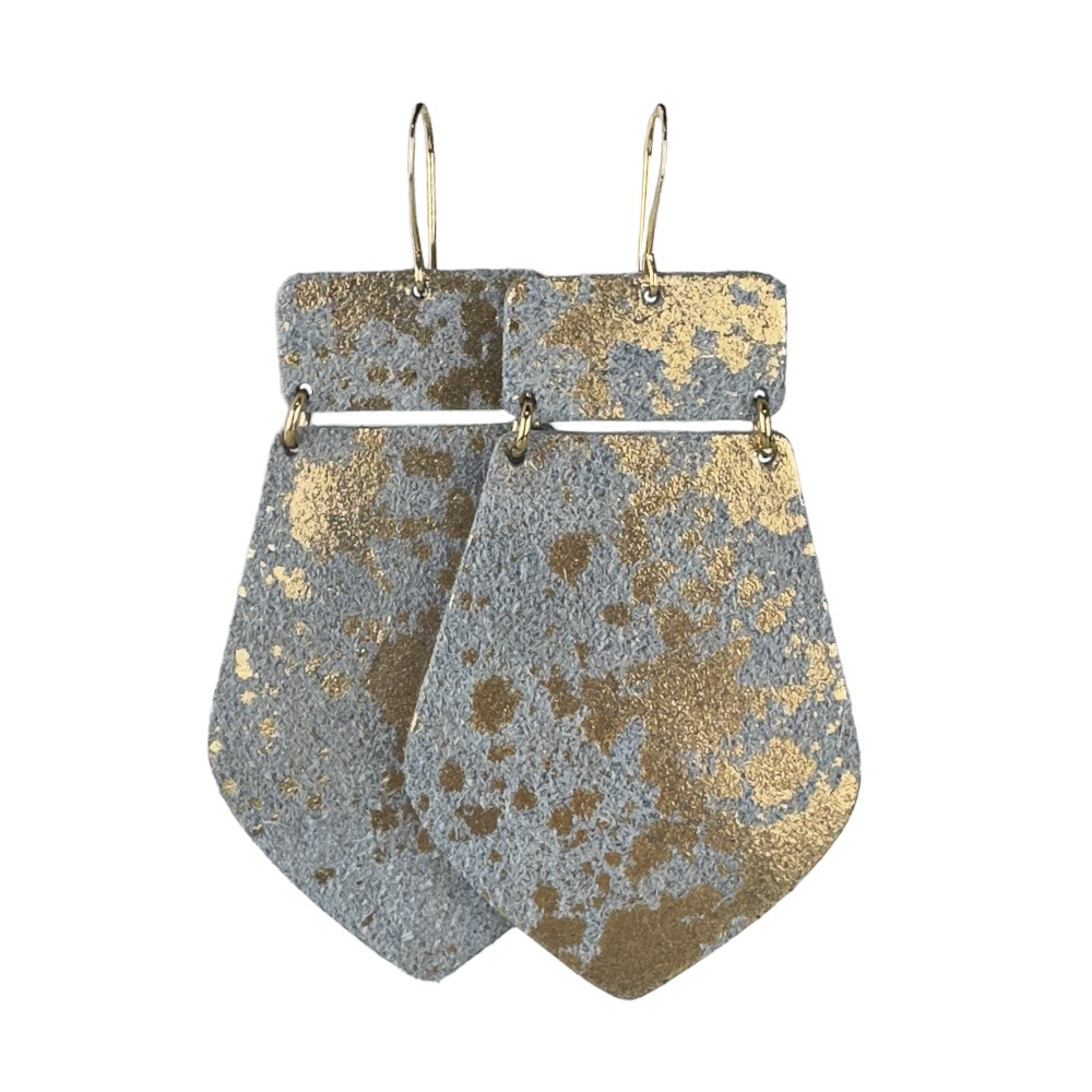 Gold Splatter Maxi Leather Earrings - Eleven10Leather and Designs