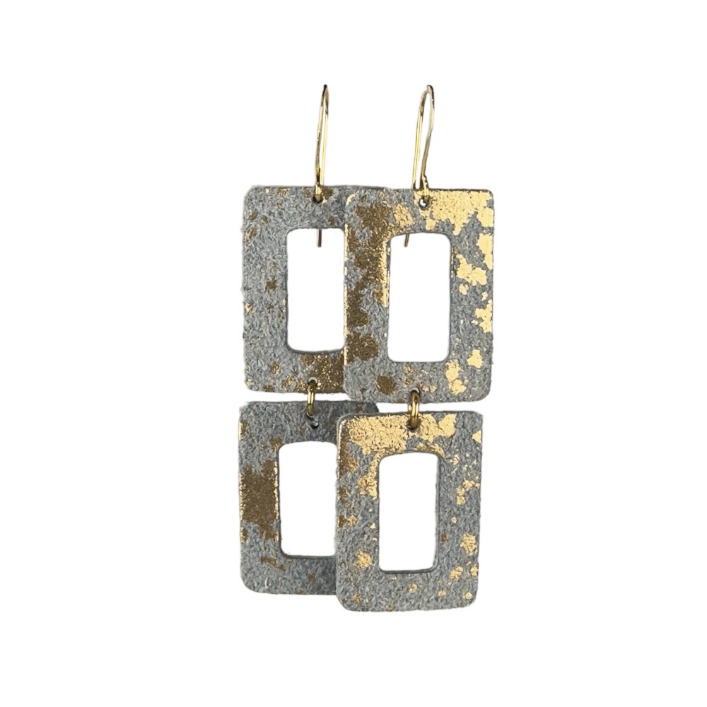 Gold Splatter Sloane Leather Earrings - Eleven10Leather and Designs
