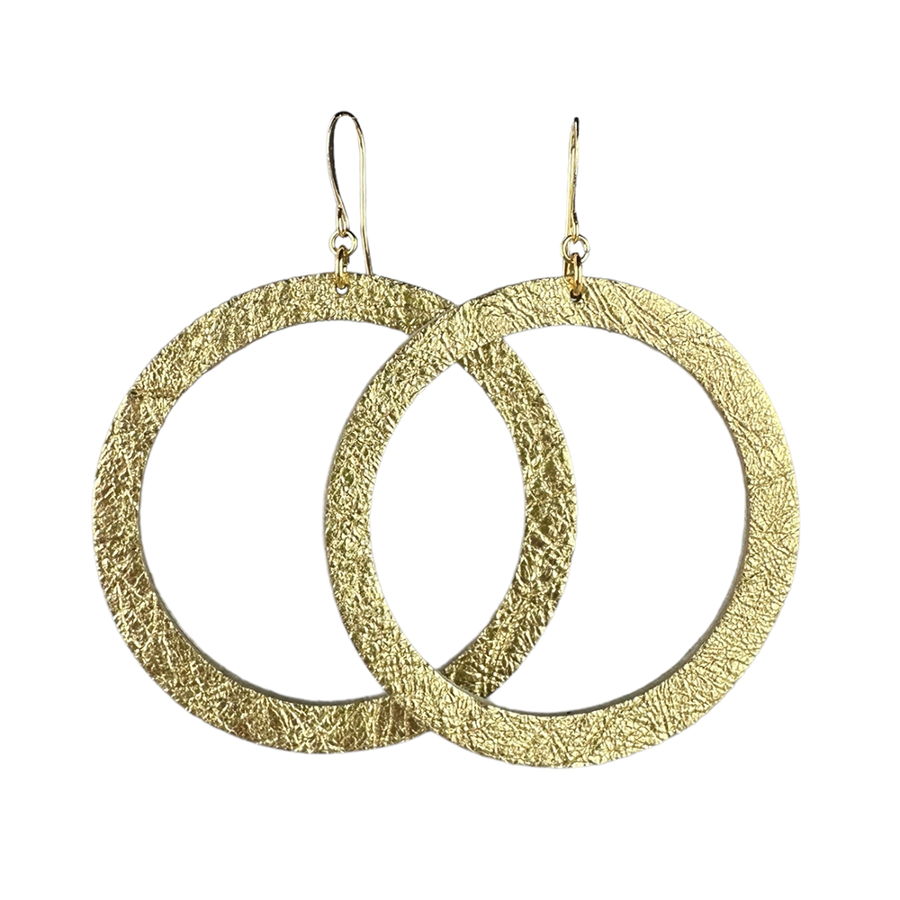 Golden Ticket Hoop Leather Earrings - Eleven10Leather and Designs