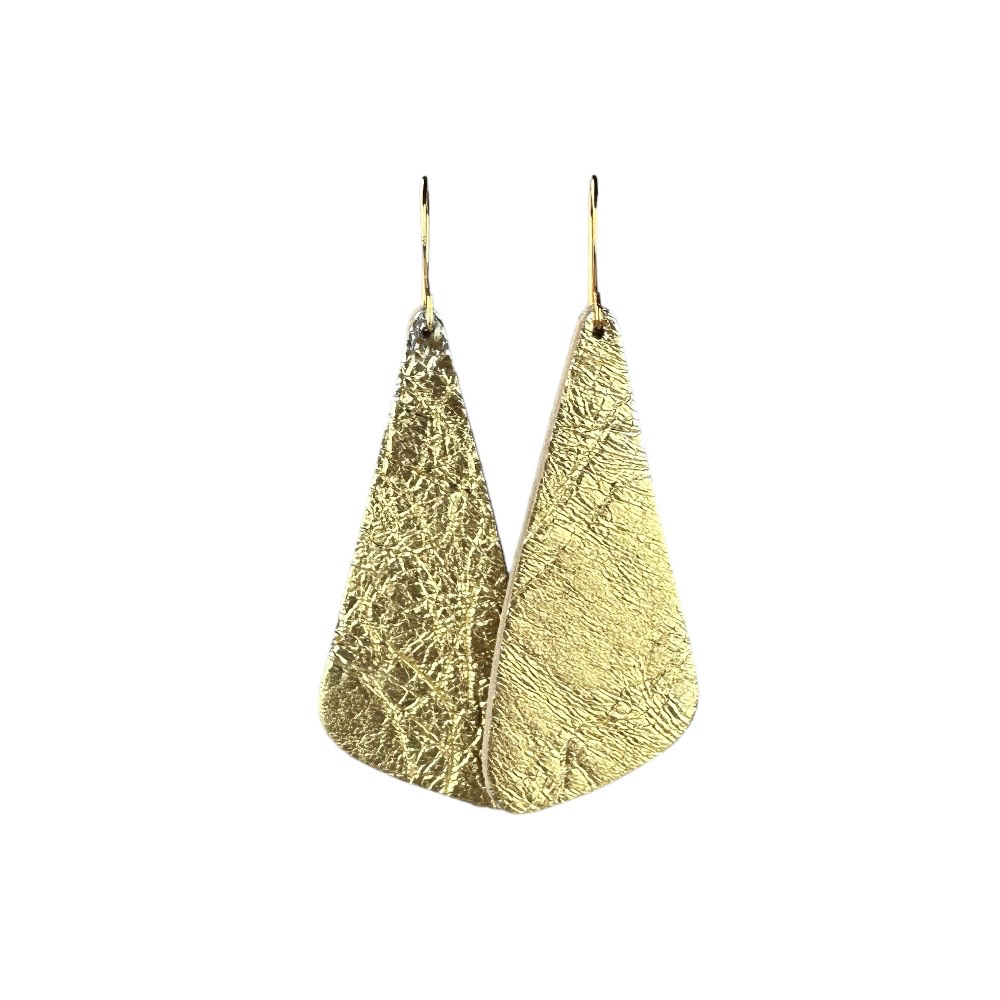 Golden Ticket Wedge Leather Earrings - Eleven10Leather and Designs