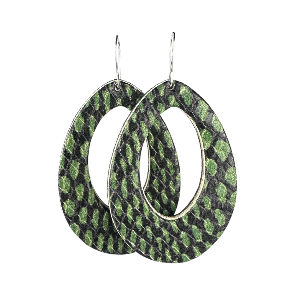 Green Reptile Fallon Leather Earrings - Eleven10Leather and Designs