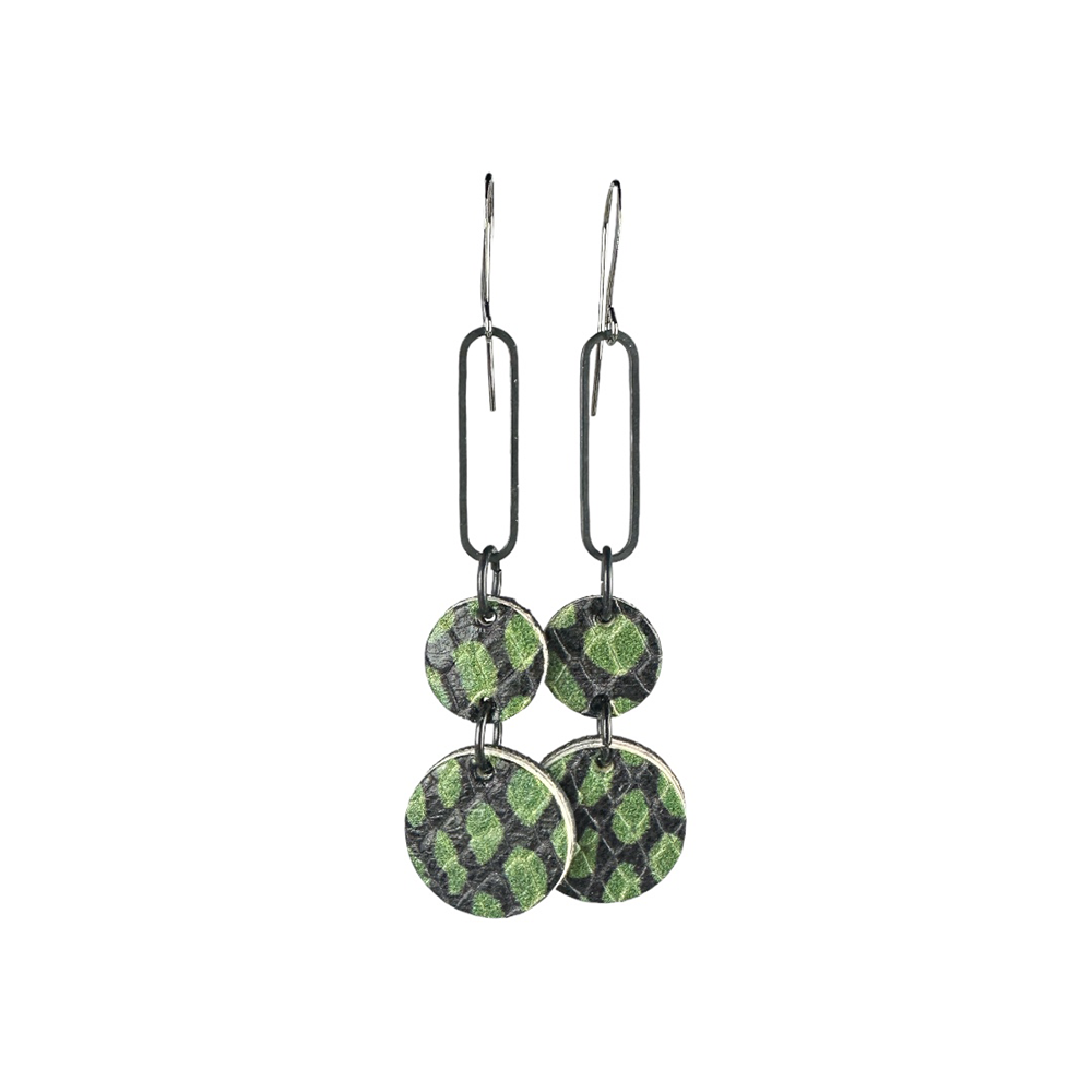 Green Reptile Mindi Leather Earrings - Eleven10Leather and Designs