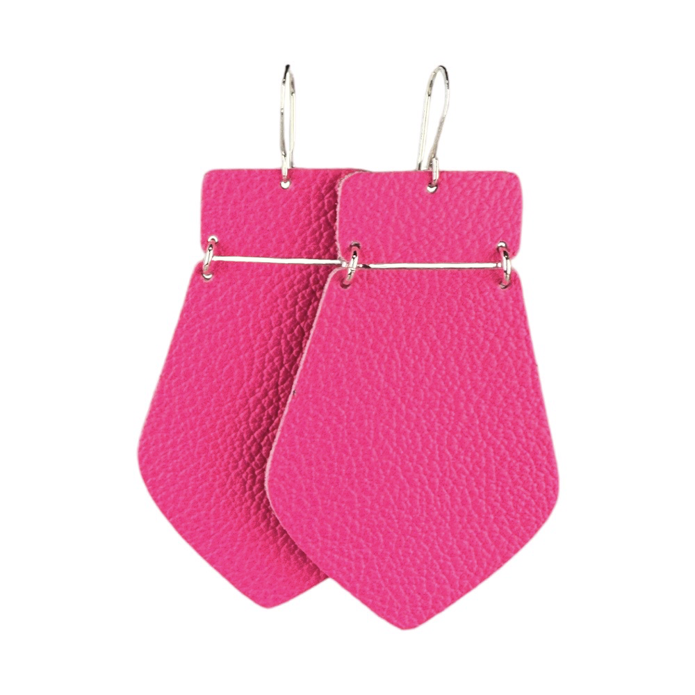 Hot Pink Maxi Leather Earrings - Eleven10Leather and Designs
