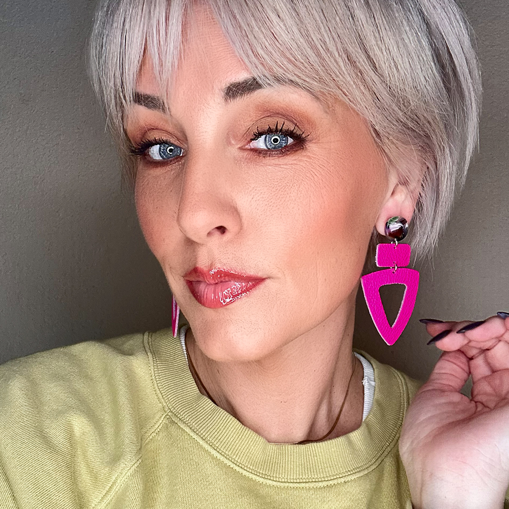 Hot Pink Rockstar Leather Earrings - Eleven10Leather and Designs