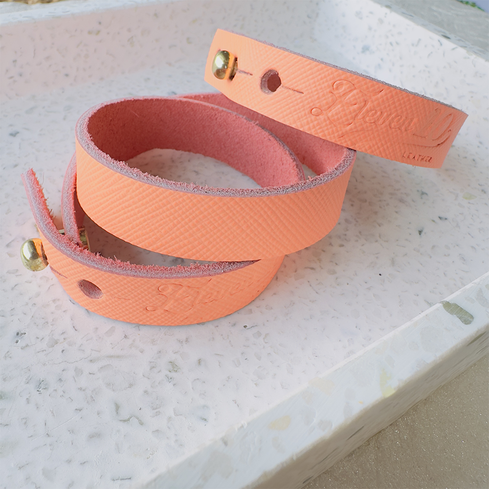 Electric Coral Wrap Leather Bracelet - Eleven10Leather and Designs