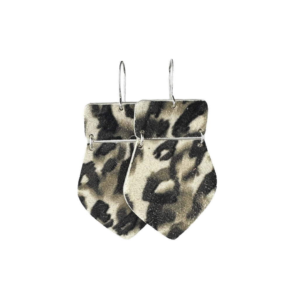 Smoky Leopard  Maxi Leather Earrings - Eleven10Leather and Designs