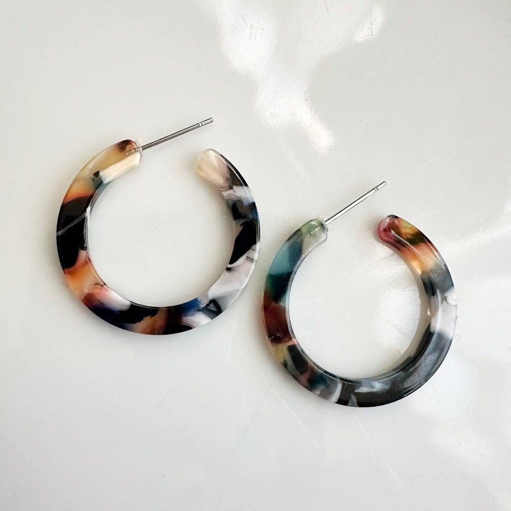 Dark Mosaic Hoops - Eleven10Leather and Designs