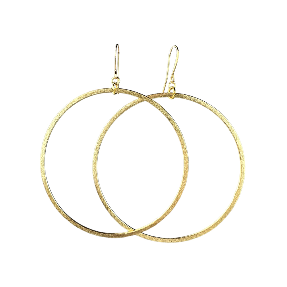 Simple Brushed Gold Hoop Earrings - Eleven10Leather and Designs