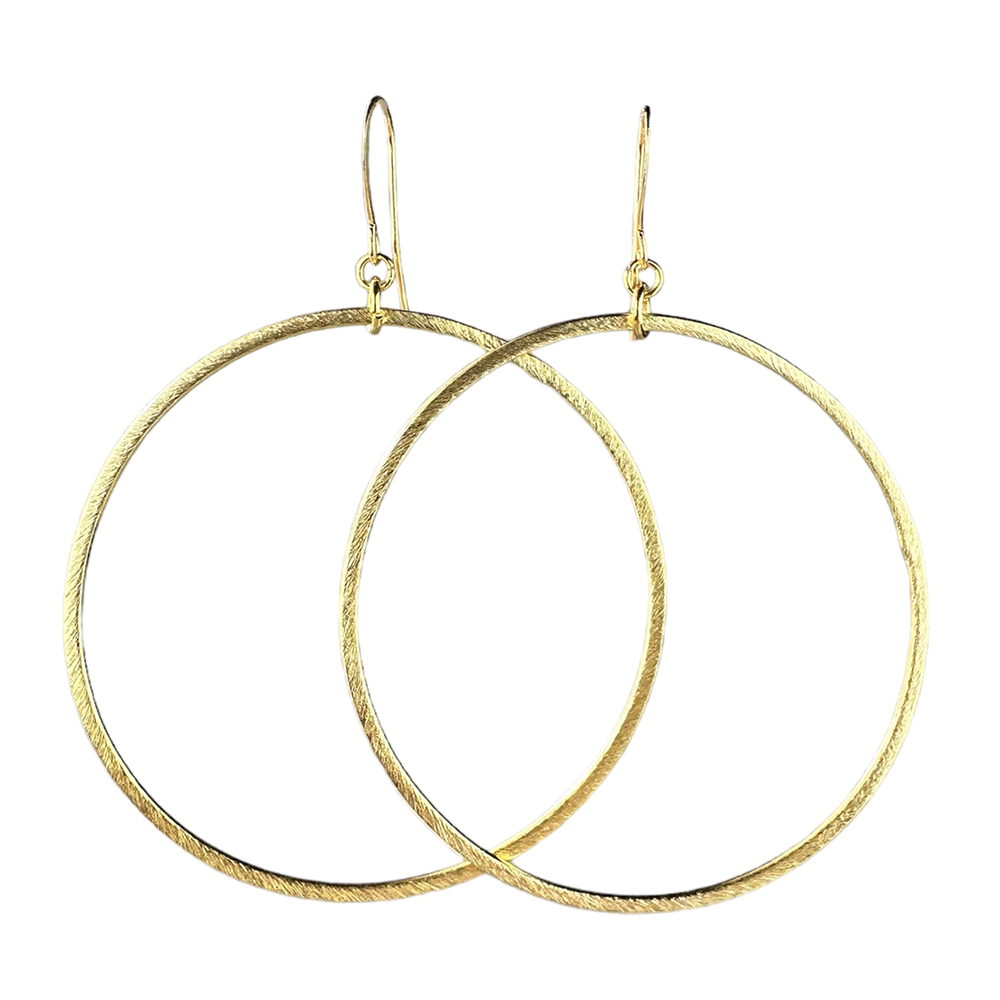 Simple Brushed Gold Hoop Earrings - Eleven10Leather and Designs