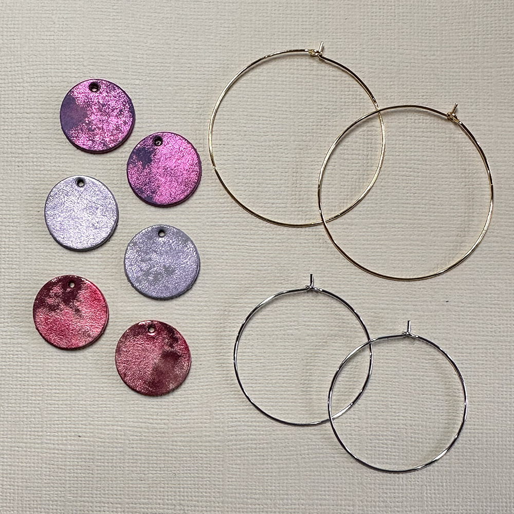 Pink Flame Leather Circle Hoop Earrings - Eleven10Leather and Designs