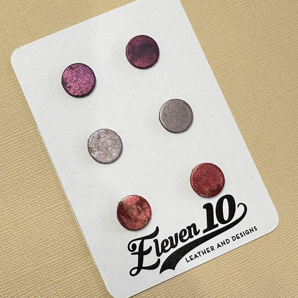 Pink Flame Leather Studs - Eleven10Leather and Designs