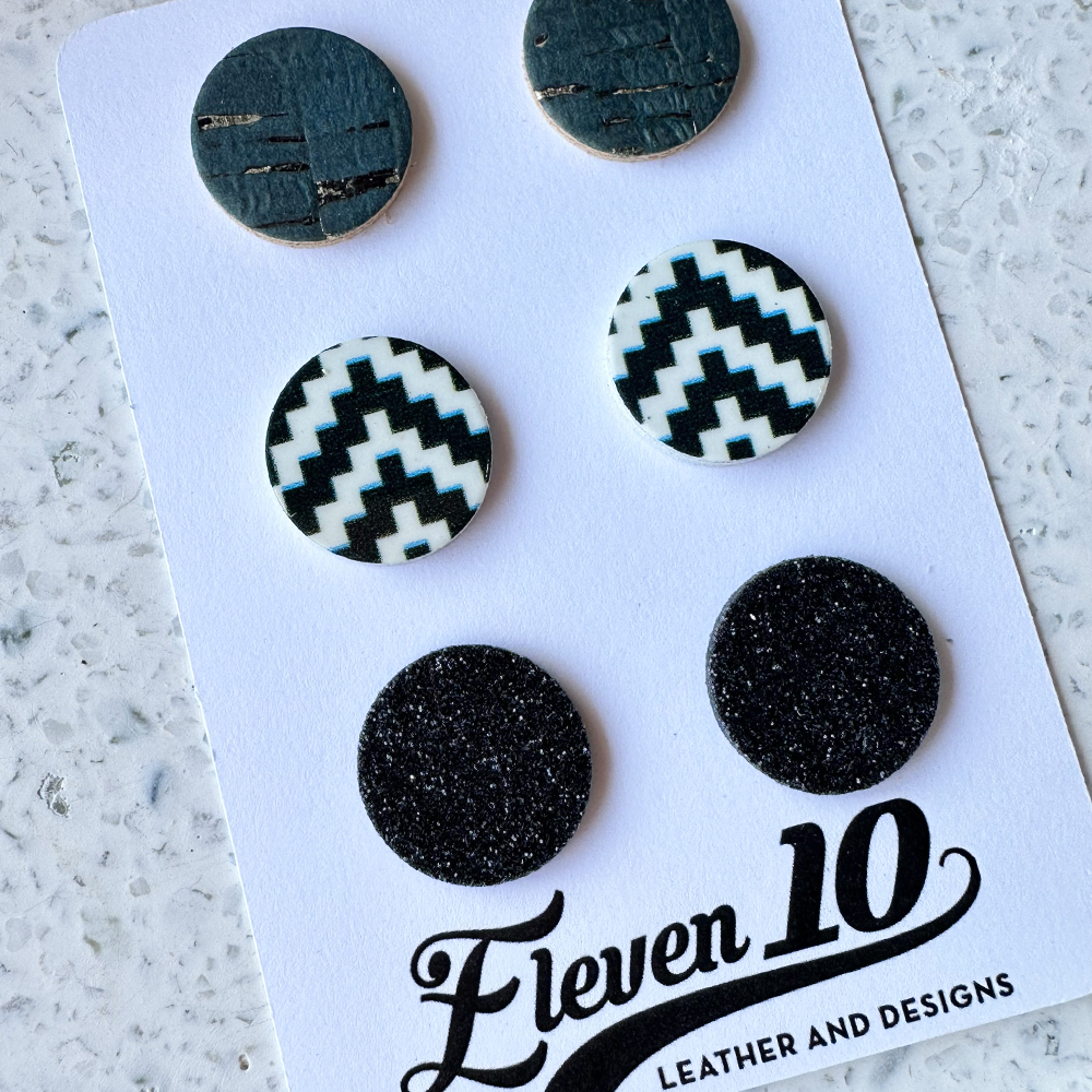 Illusion Leather Stud Earrings - Eleven10Leather and Designs