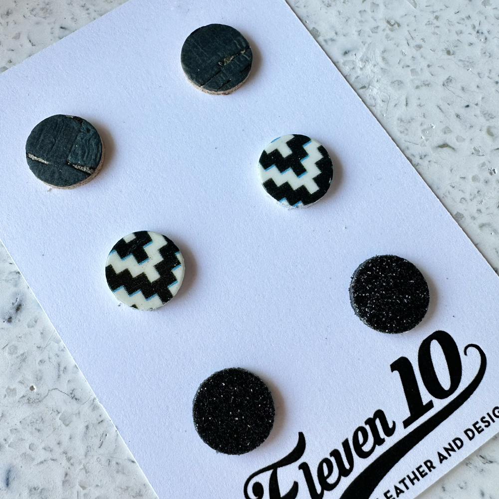 Illusion Leather Stud Earrings - Eleven10Leather and Designs