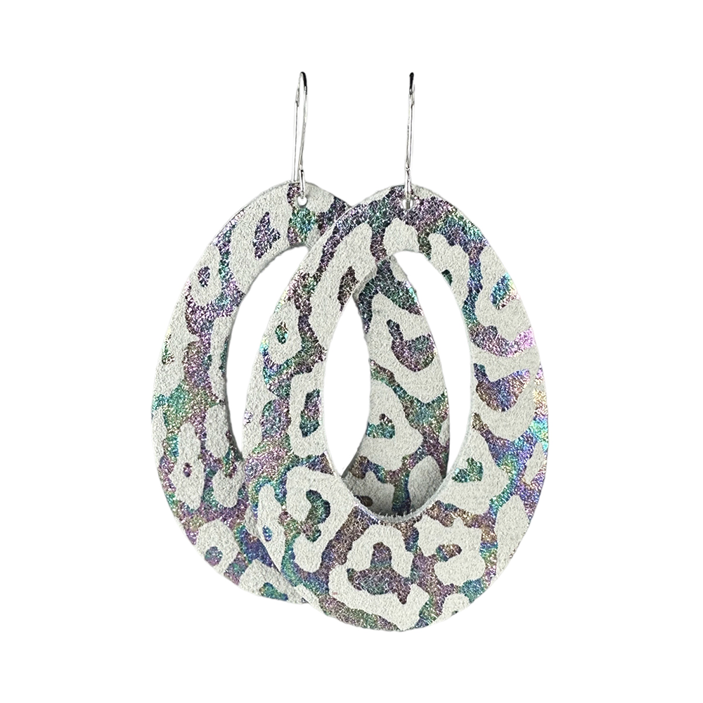 Leopard Hologram Fallon Leather Earrings - Eleven10Leather and Designs