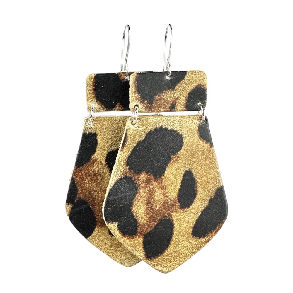 Leopard Maxi Leather Earrings - Eleven10Leather and Designs