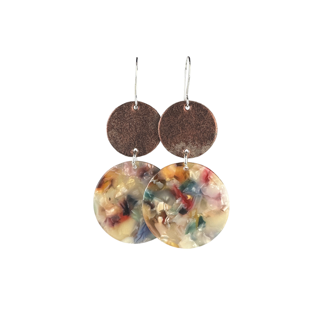 Light Mosaic Mia Resin and Leather Earrings - Eleven10Leather and Designs