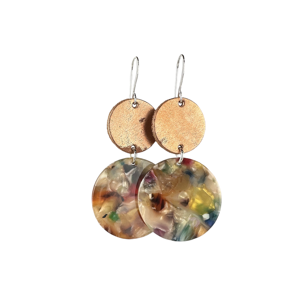 Light Mosaic Mia Resin and Leather Earrings - Eleven10Leather and Designs