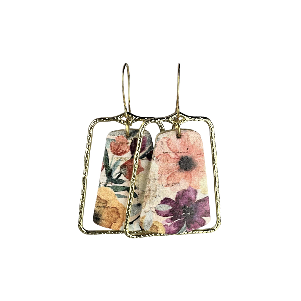 May Flowers Belle Cork Earrings - Eleven10Leather and Designs