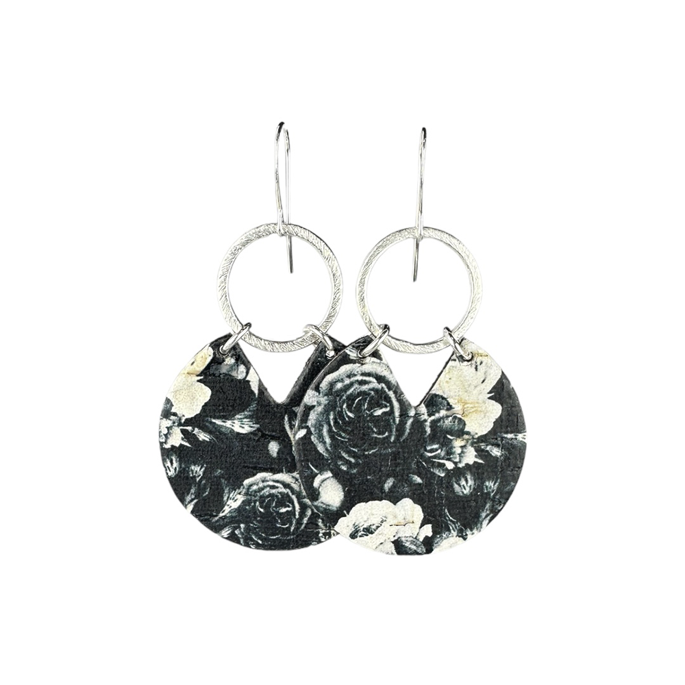 Midnight Rose Stella Cork Earrings - Eleven10Leather and Designs